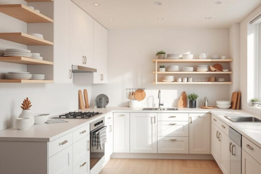 Em cozinhas compactas, ouse em tons claros.