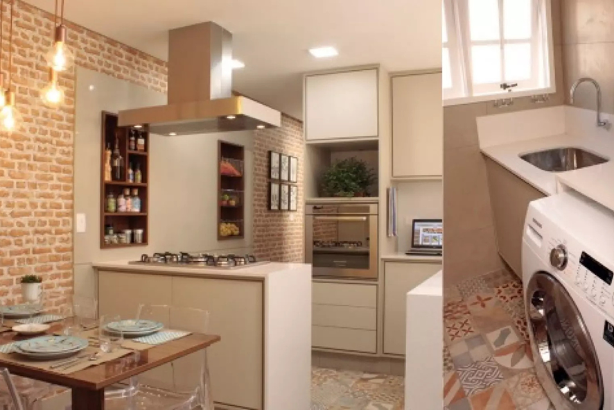 O revestimento é mais um item que dá charme às cozinhas compactas. No mercado de decoração, há muitas opções que proporcionam um visual natural.
